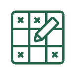 Green icon of bingo card and pen