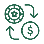 Green icon of money exchange