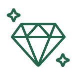 Green icon of diamond