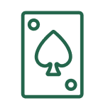 Green icon of table game spades card