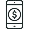 Black icon of mobile phone with dollar sign displayed on screen